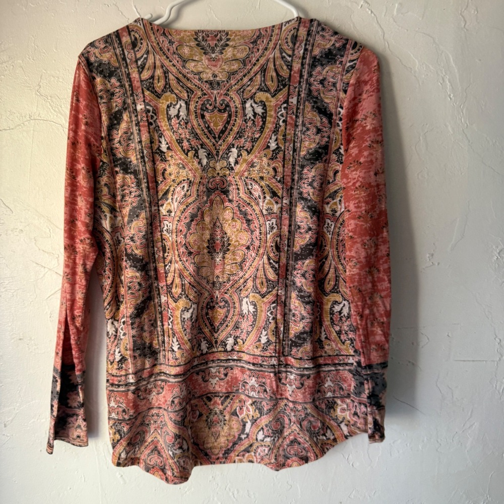 Coldwater Creek Womens Paisley Print Long Sleeve Knit Top Blouse Size S - Picture 6 of 8